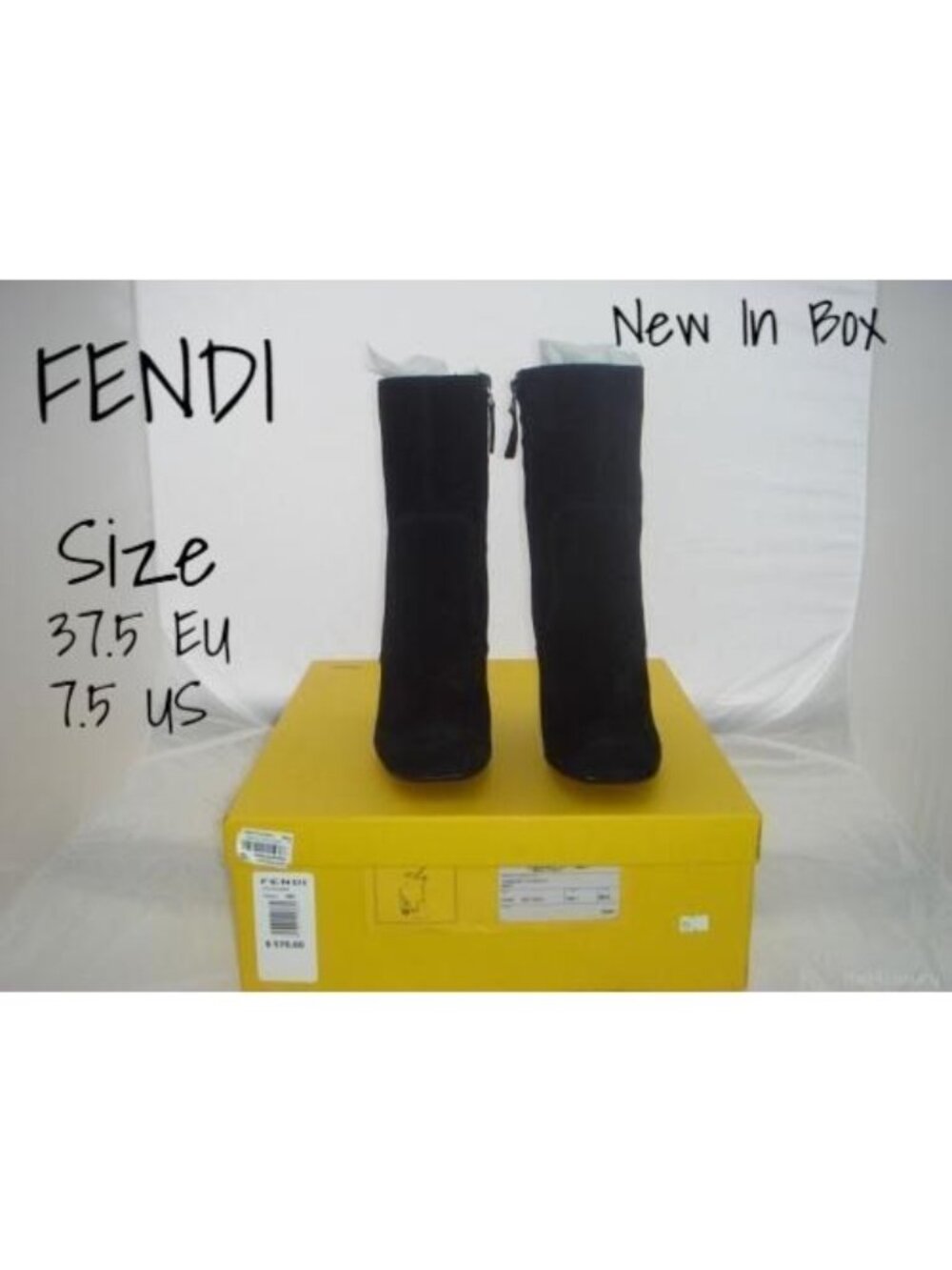 Fendi Black Suede Tall Tronchetto Boots 37.5 EUR 7.5 US - New In Box